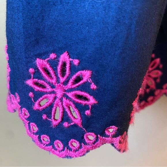 J. Crew Navy Midi Dress Pink Floral Embroidery Women’s Size 4 Sleeveless NWT - Picture 6 of 13